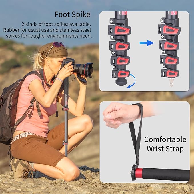 66.9in/170cm Camera Monopod INNOREL VM80A Aluminum Alloy Portable Compact