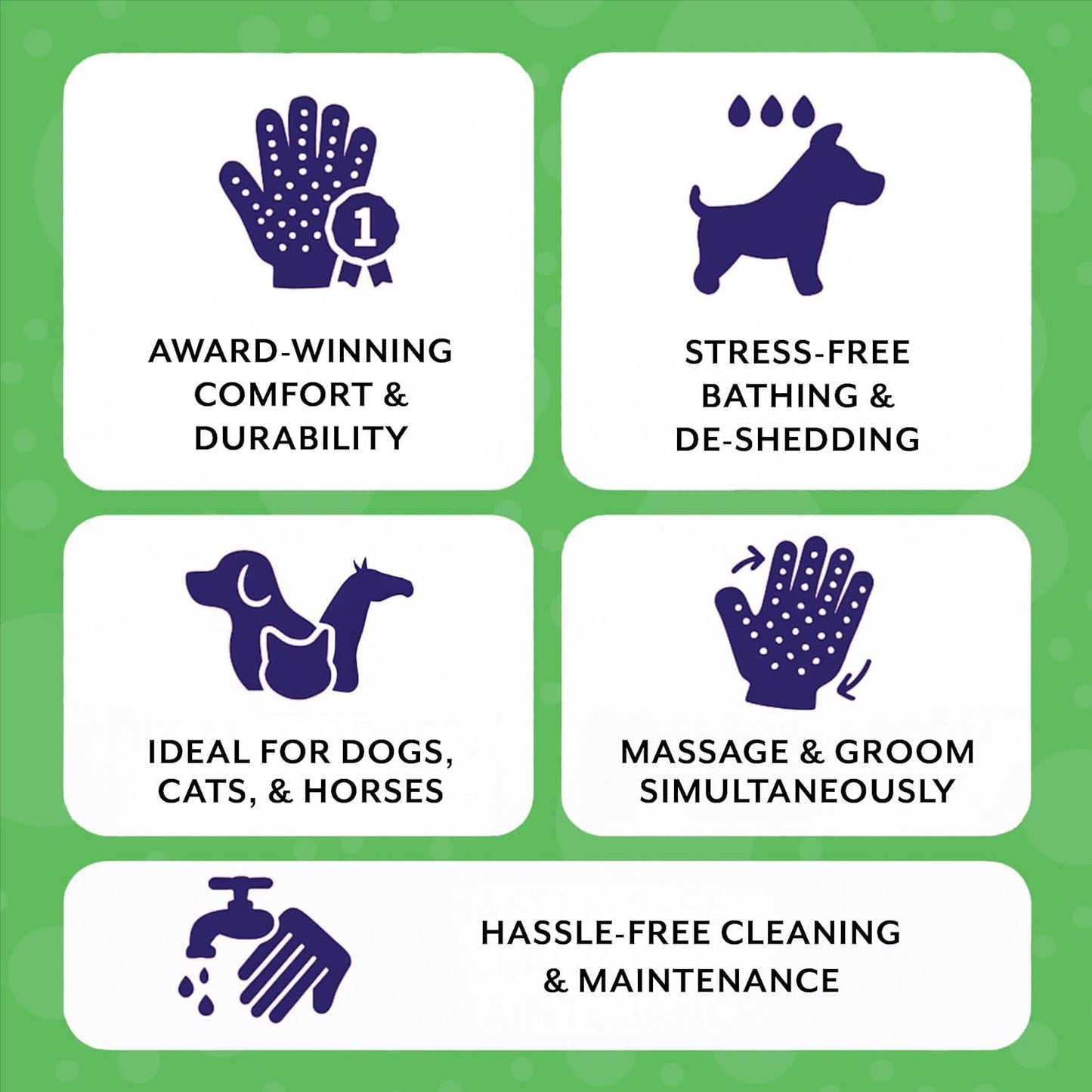 H HandsOn Pet Grooming Gloves - Patented #1 Ranked, Award Winning Shedding, Bathing, & Hair Remover Gloves - Gentle Brush for Cats, Dogs, and Horses (Mono Purple, Junior)