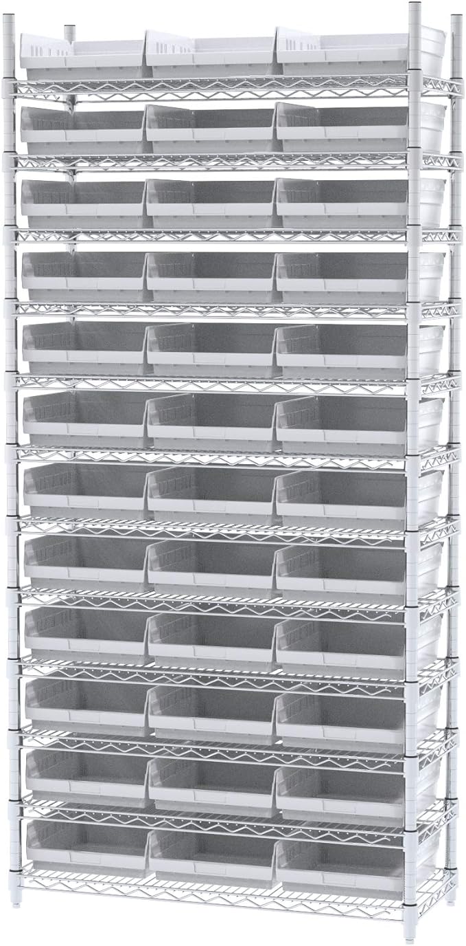 Akro-Mils 30170 12-Inch by 11-Inch by 4-Inch Plastic Nesting Shelf Bin Box, White, Case of 12