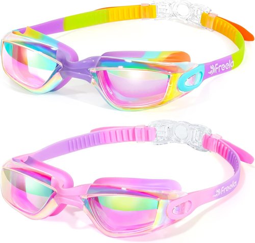 Freela Kids Swim Goggles - Anti-Fog, UV Protection, Leak-Proof | 2-Pack for Ages 3-14