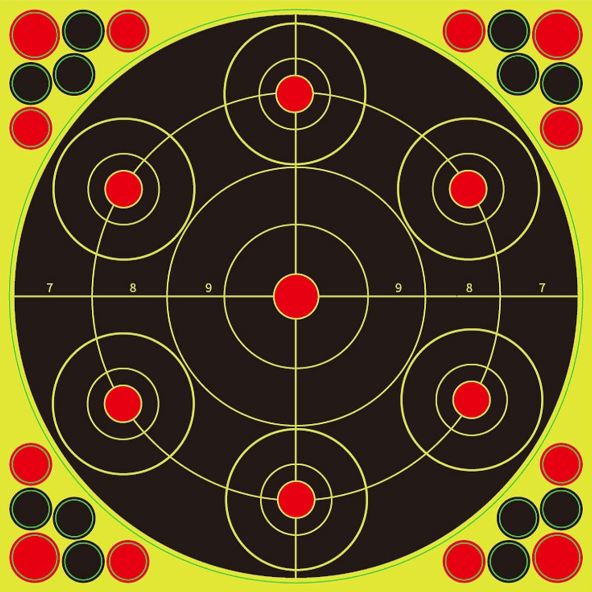 Reactive Fluorescent Shooting Targets by Splatter | 12x12” Adhesive Feedback Stickers for Range Training