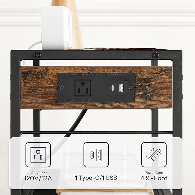 HOOBRO Industrial Printer Stand, 3-Tier Mobile Printer Table, Rolling Cart