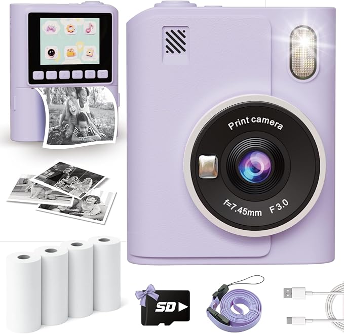 Instant Print Camera for Kids, Christmas Birthday Gifts for 4 5 6 7 8 9 10 Year