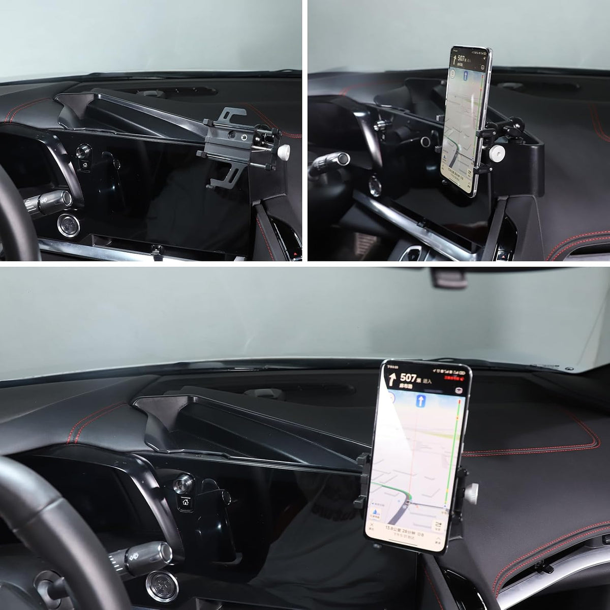 for Corvette C8 Center Console Tray Phone Holder Mount Organizer,360 Degree Rotatable Phone Holder Stand Navigation Screen Rear Storage Box Organizer Tray for Corvette C8 2020-2024 2025 (Style C)