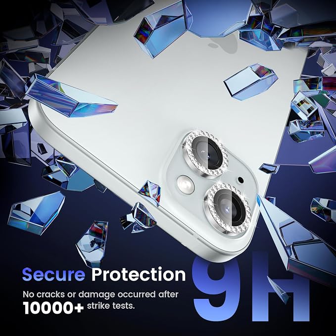 Tensea for iPhone 15 / iPhone 15 Plus Camera Lens Protector, 9H Tempered Glass
