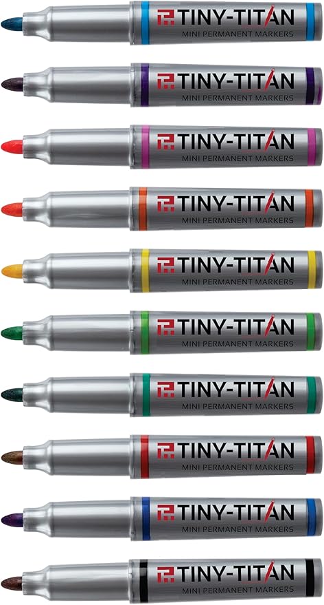 Tiny-Titan Mini Markers, Keychain Clip, Golf Ball Marker, Clip On Nurse's Badge - BLUE Ink - Fine Point - 4 Pens