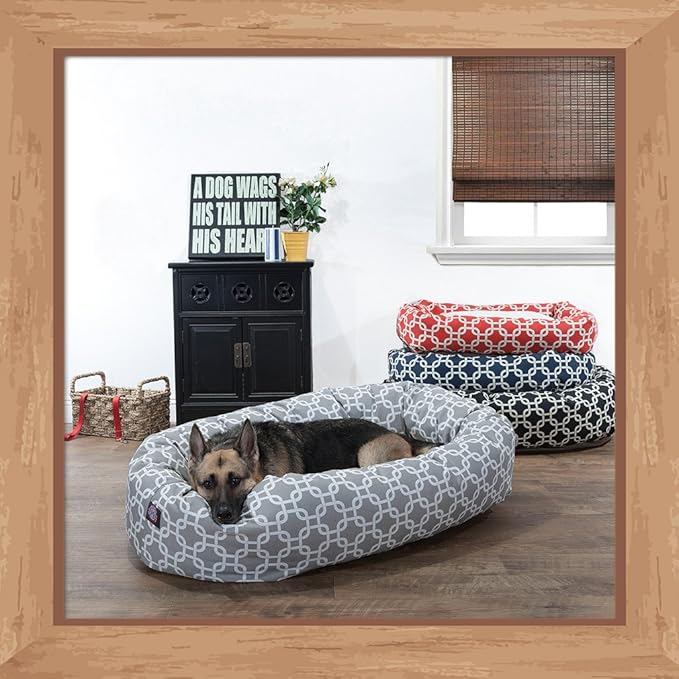 Majestic Pet 32 Inch Links Sherpa Calming Dog Bed Washable – Cozy Soft Round Dog Bed with Spine for Head Support - Fluffy Donut Dog Bed 32x23x7 (inch) – Round Pet Bed Medium - CORAL