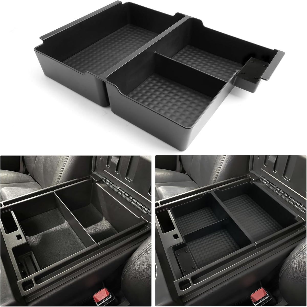 For Center Console Armrest Organizer Tray ABS Materials Compatible with 2007–2013 Chevrolet Silverado/Sierra/Yukon&Yukon XL/Tahoe/Suburban/Avalanche–Jump Seats