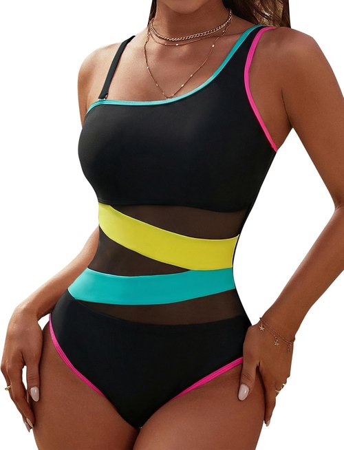 Blooming Jelly One-Piece Bathing Suit - Sexy Slimming Mesh Design | Stylish One Shoulder Swimwear for Women