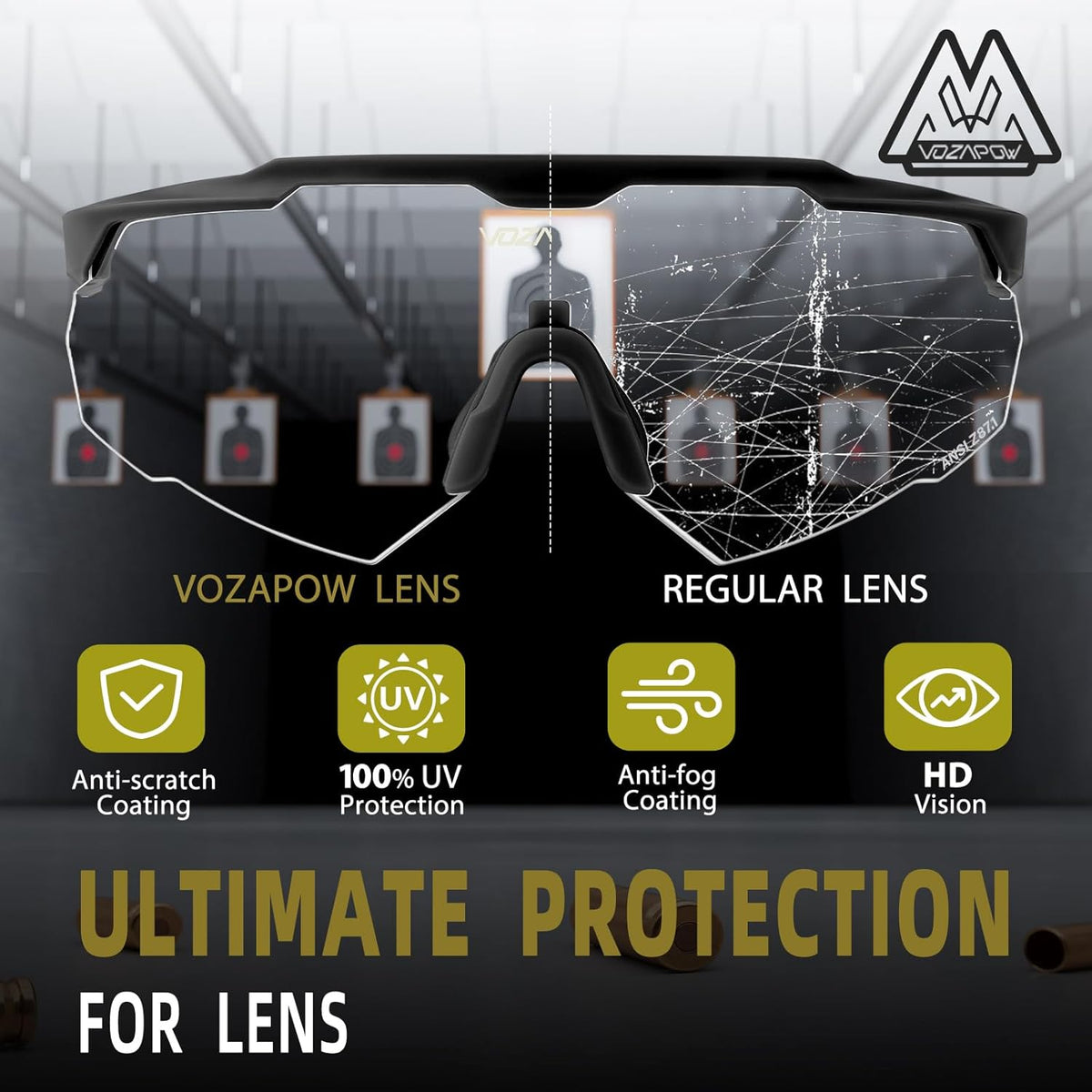 Skiennix Shooting Glasses - Anti-Fog High Definition Lenses | ANSI Z87+ Certified Tactical Safety Glasses for Men & Women