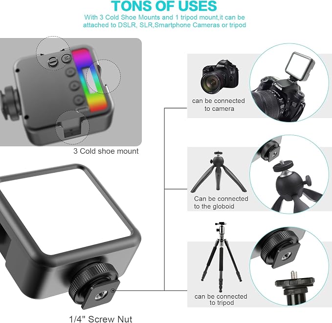 Altson Magnetic RGB Led Video Light LED Camera Light 360° Full Color Portable