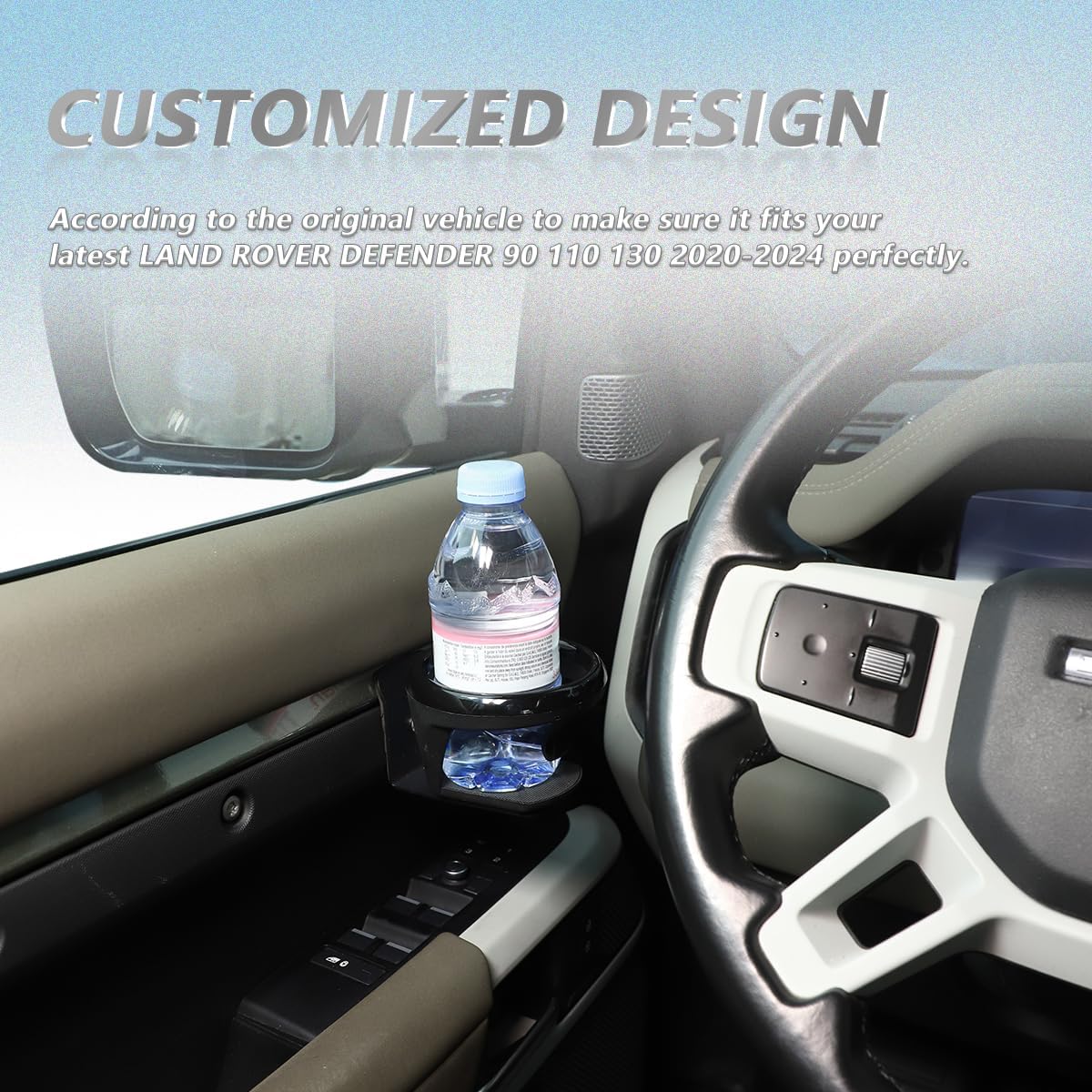 Car Cup Holder, Vehicle Door Cup Holder Compatible with Land Rover Defender 90 110 130 2020-2026 Car Door Cup Holder Expander Interior Accessories