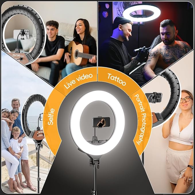 EMART 18-inch Ring Light with Stand, 2800-6500K LED Photography Lighting Kit