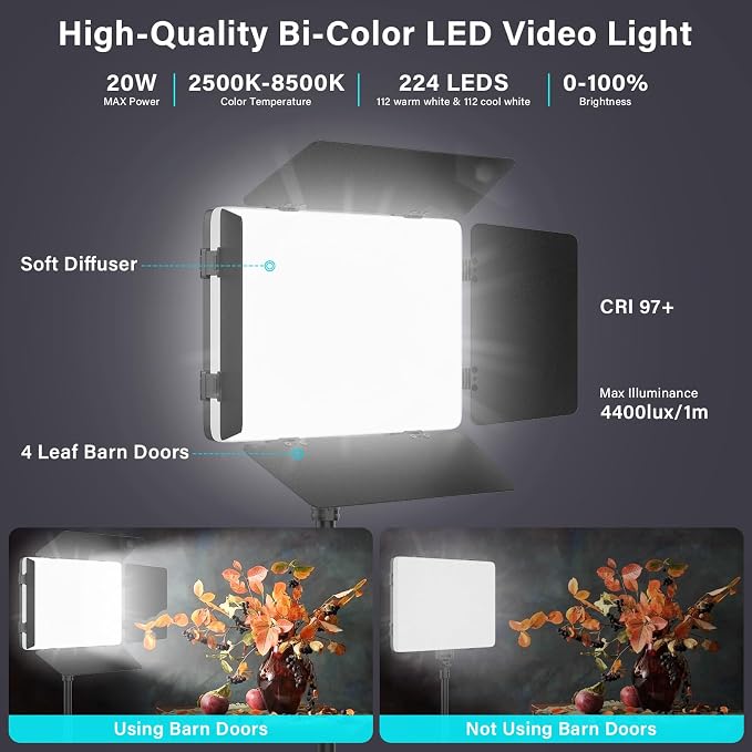 Unicucp 2 Pack Led Video Light Panel Lighting Kit