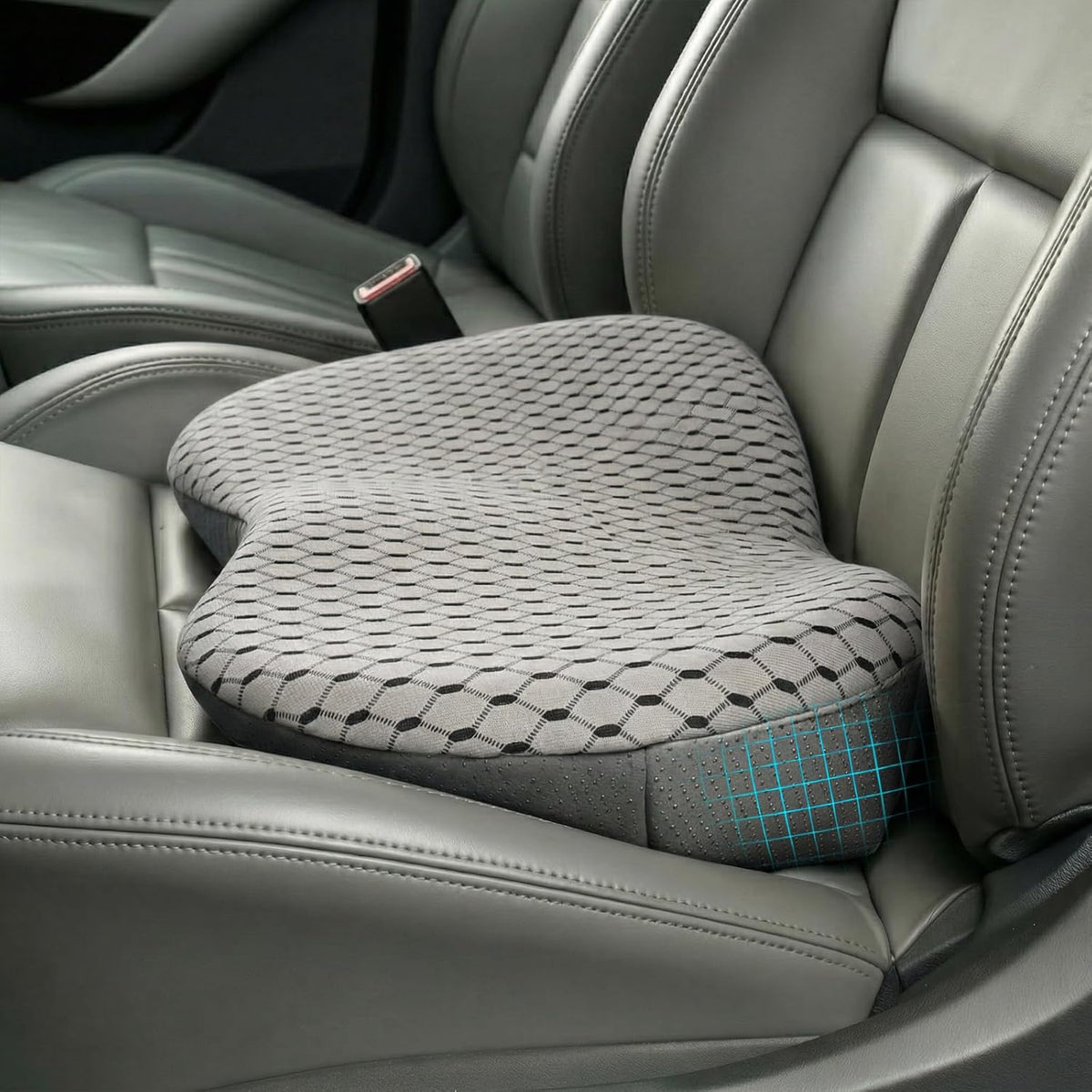 Livtribe Car Seat Cushion - Memory Foam Seat Pad for Sciatica & Lower Back Pain Relief - Driving Cushion with Breathable Mesh Cover - Road Trip Essentials for Drivers (3D Beige)