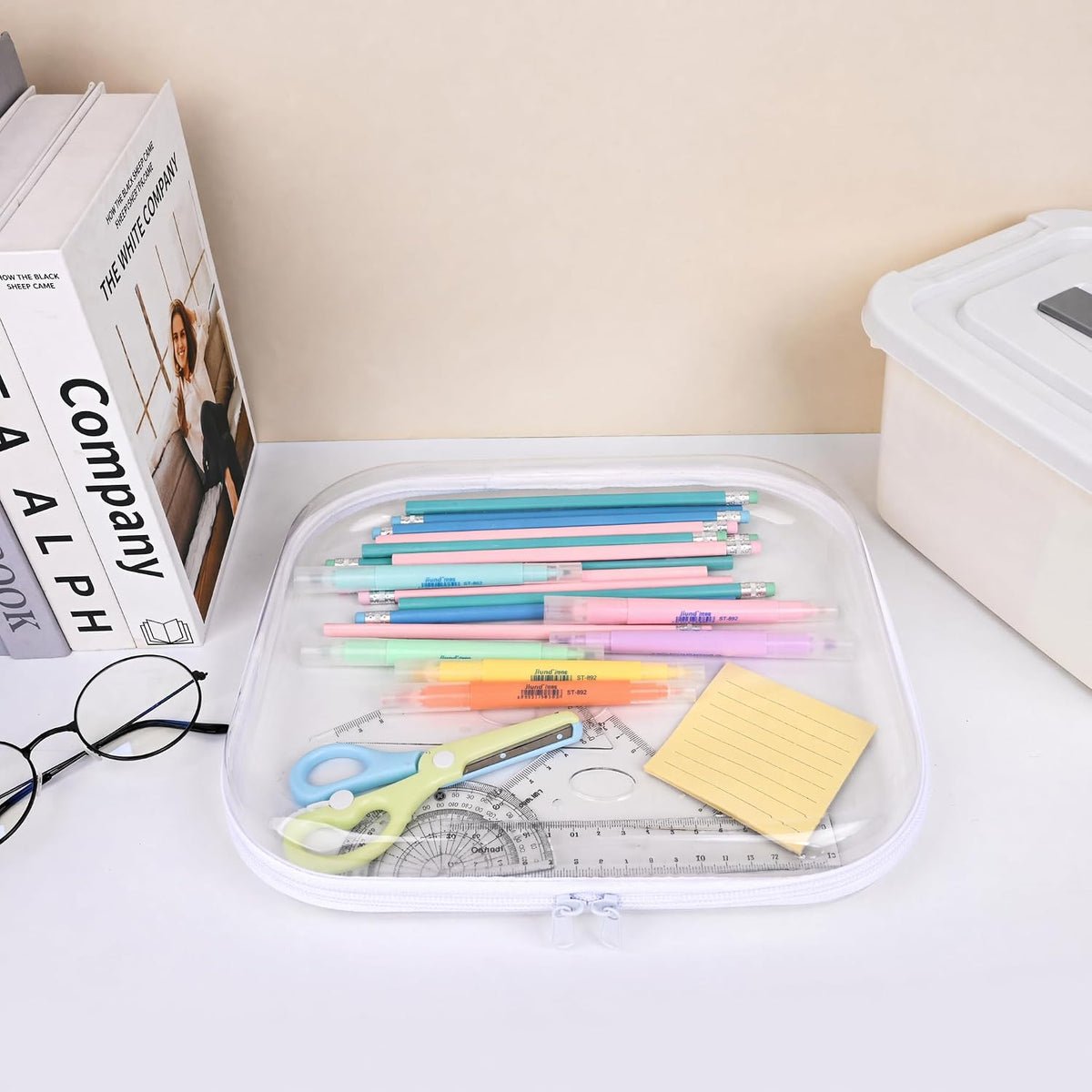 Clear Hard Shell Zipper Case,3PCS Transparent Clear Zipper Pouches,Hard Side Plastic Case Set,Portable Travel Storage Organizer Bins