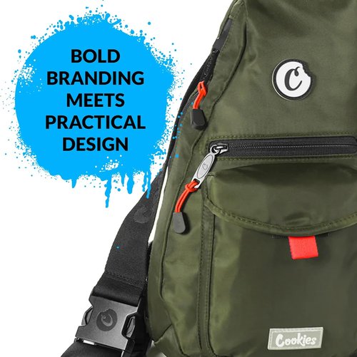 Cookies Traveler Smell Proof Sling Bag - Stylish Crossbody with Adjustable Strap & Multi Pocket Storage | Black