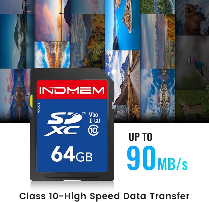 SD Card 64GB 10pack, High Speed up to 90M/S SDXC UHS-I Memory Cards, Full HD &