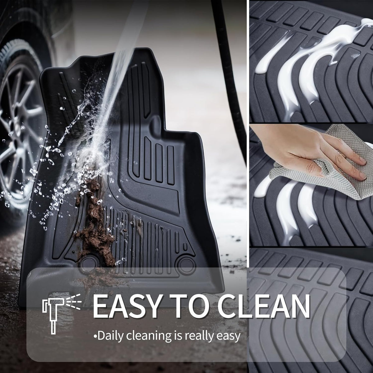 TPE Floor Mats & Cargo Liner for Mazda CX-5 2017-2025 All-Weather Protection | Full Coverage | Odorless Car Mats & Trunk Tray Custom Fit Set Accessories - Black
