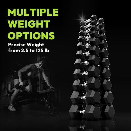 HANDBODE Hex Dumbbells Set - Rubber Encased 45-480 lb Hand Weights for Home Gym & Strength Training