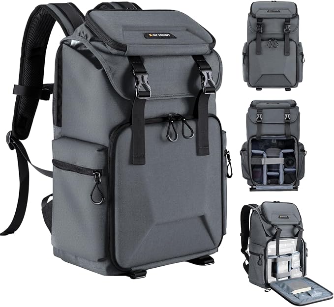 K&F CONCEPT Camera Backpack, Hard Shell Camera Bag, Large Capacity Photography