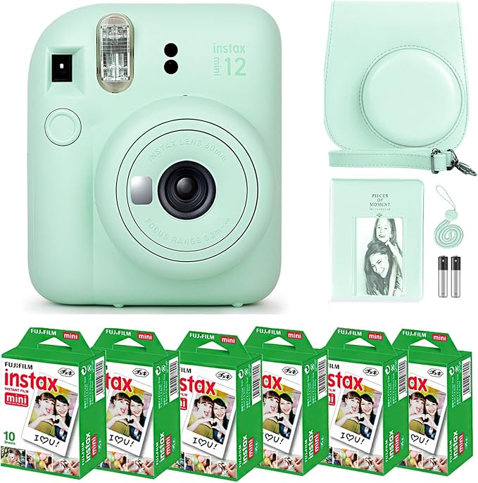 Fujifilm Instax Mini 12 Instant Camera Mint Green and Fuji Film Value Pack