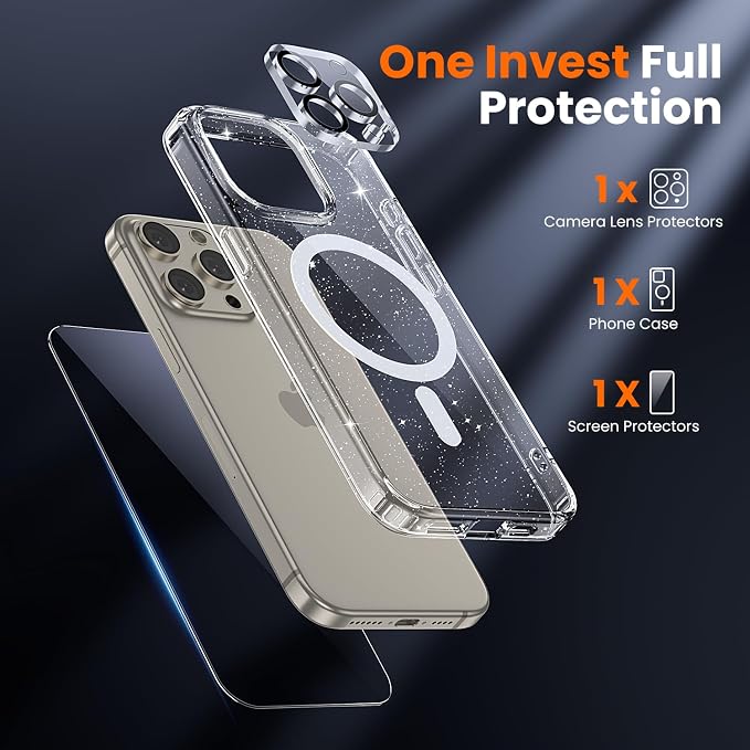 toushion 3 in 1 for iPhone 15 Pro Max Case Clear