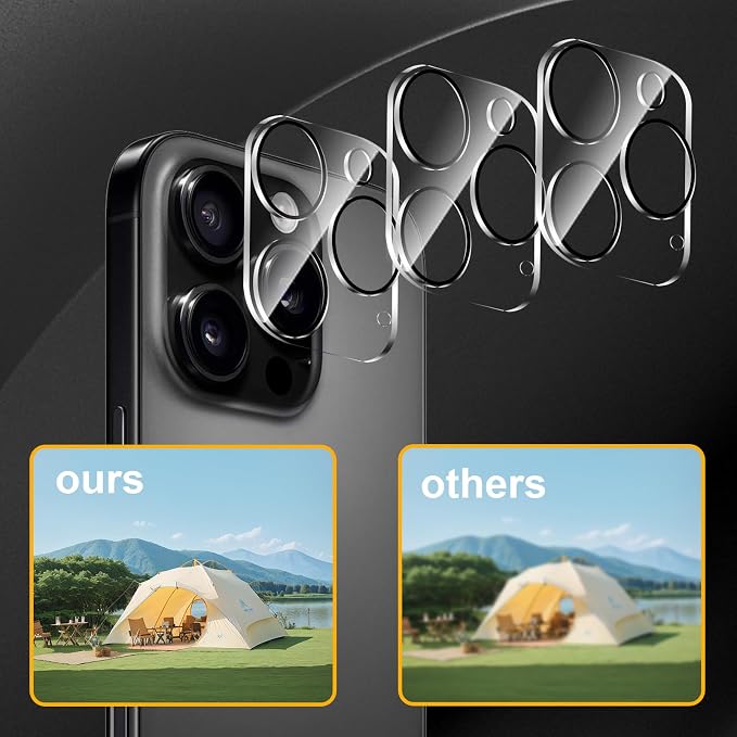 3 Pack Camera Lens Protector for iPhone 16 Pro/16 Pro Max, Tempered Glass