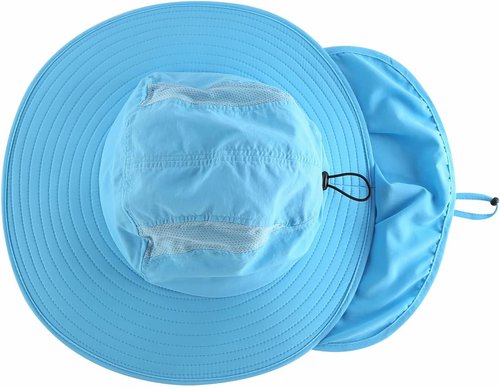 Home Prefer UPF 50+ Men's Wide Brim Fishing Hat - Sun Protection Cap with Neck Flap for Outdoor Use