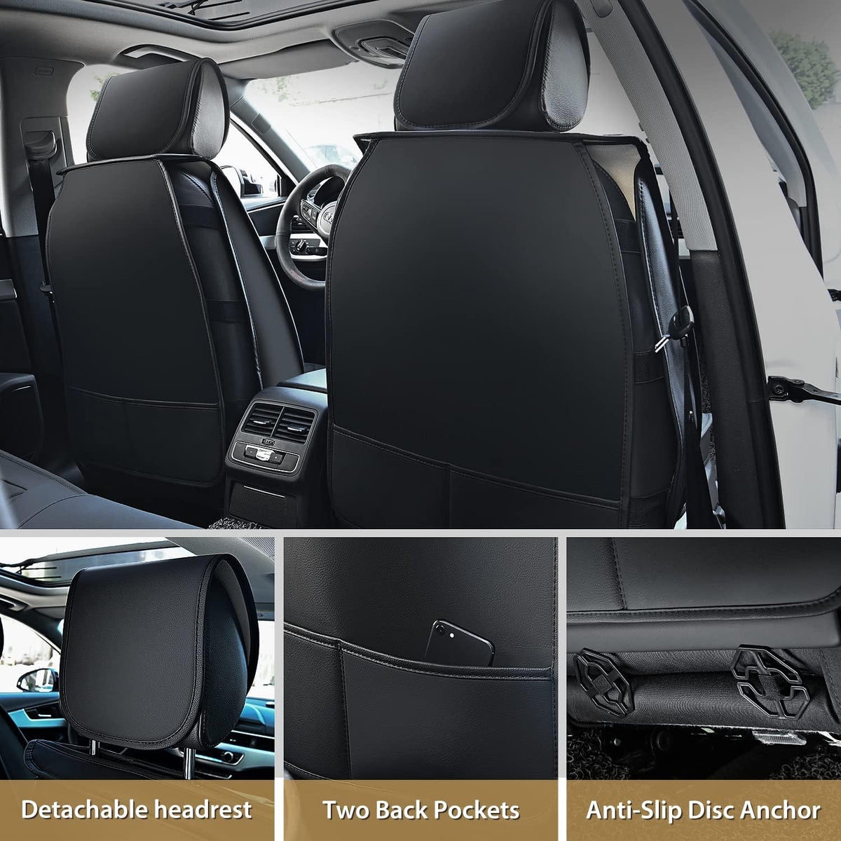 Nilight 5 Car Seat Covers Waterproof Faux Leather Cushions Universal Fit