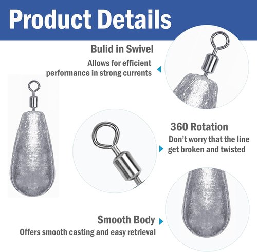 Fishing Weights Sinkers Kit - Bass Casting & Drop Shot Weights with Swivel for Freshwater & Saltwater