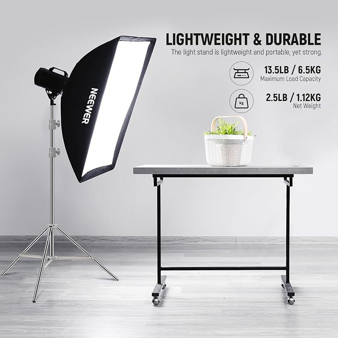 NEEWER Upgraded 75"/190cm Light Stand Stainless Steel Spring Loaded, Foldable
