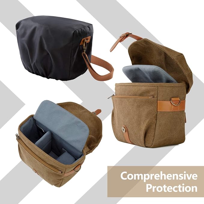BAGSMART Camera Bag, SLR DSLR Canvas Crossbody Camera Case, Compact Camera