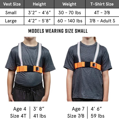 noxgear TracerJr - Child Illuminated and Reflective Safety Vest - Durable, Weatherproof and Highly Adjustable - Rechargeable, 12 Hour Battery Life for Biking, Playing or Any Outdoor Adventure (Small)