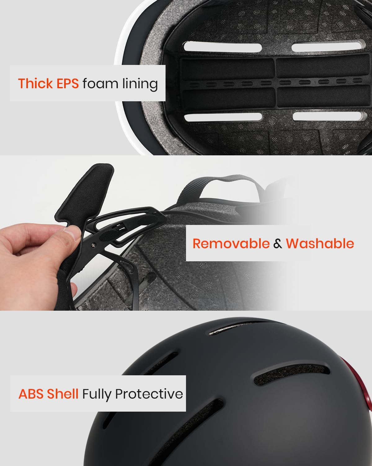 Skiennix Bike Helmet - Adjustable Cycling Safety Helmet with Rechargeable Rear Light | For Men, Women & Youth