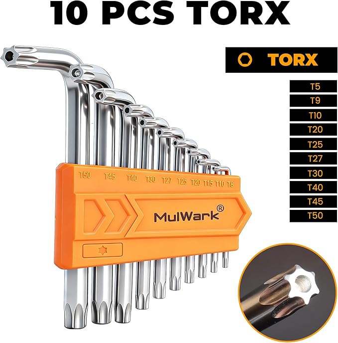 MULWARK Allen Wrench set Metric & SAE with Torx, Allen Key And Hex Key Tool Kit, Chrome Vanadium Steel, Bike Repair DIY Hand Tools, 46 Pcs
