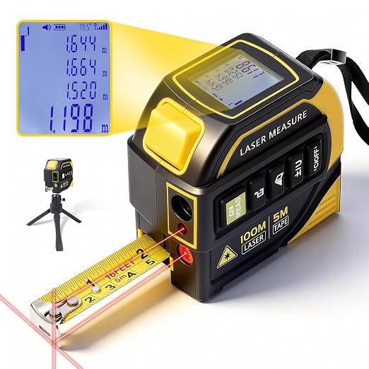 4-in-1 Digital Laser Tape Measure, 328ft Laser Distance Meter