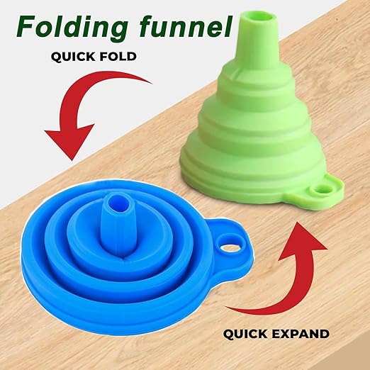 Kitchen Funnel Set of 6,Large Medium and Small,2025 Upgrade Silicone Kitchen Gadgets Accessories Food Grade Collapsible Funnels for Kitchen Use Filling Bottles Liquid Powder Transfer