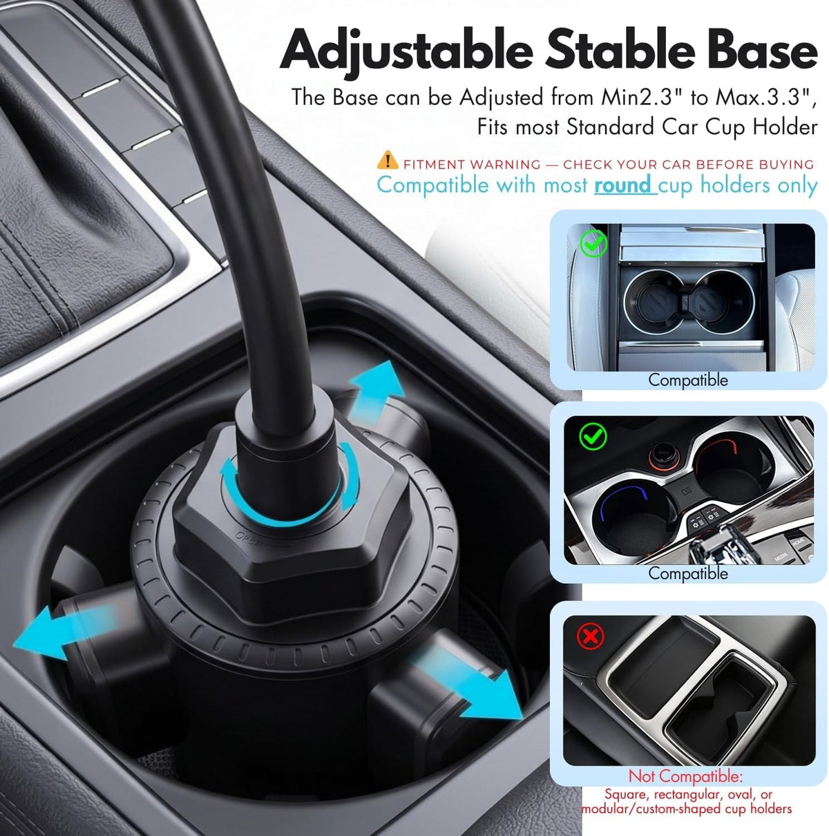 Cup Holder Phone Mount 15 Inch Adjustable Gooseneck Arm for Car