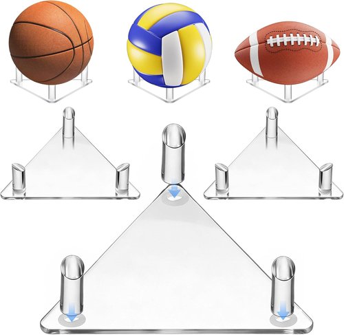 Acrylic Football Display Stand - 3 Pcs Set for Storing & Showcasing Basketballs, Soccer Balls, & More