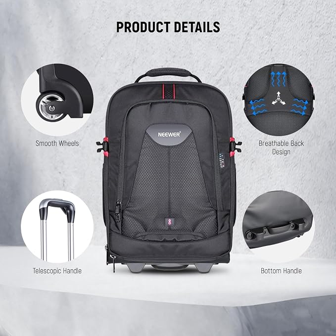 Neewer 2-in-1 Rolling Camera Backpack Trolley Case