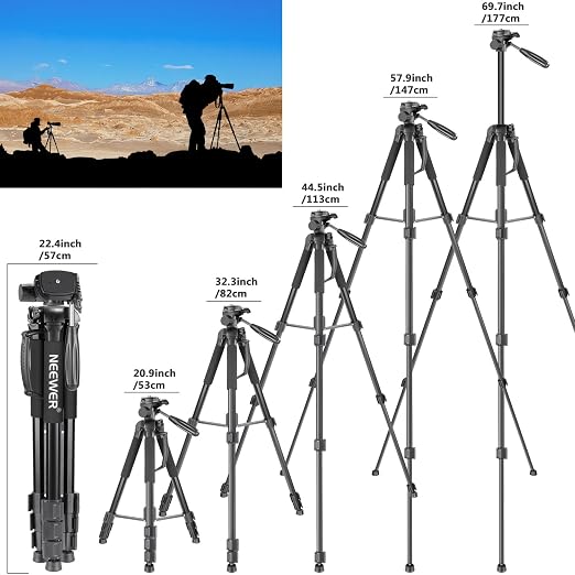 NEEWER Portable Aluminum Alloy Camera 2 in 1 Tripod Monopod Max. 70"/177cm