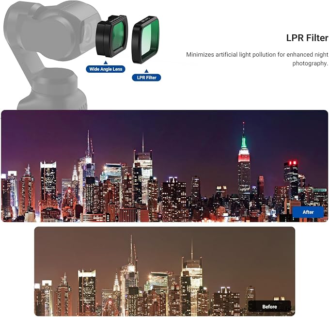 NEEWER Gimbal Camera Filter Set, 0.75x Wide Angle Lens + LPR + Black Diffusion