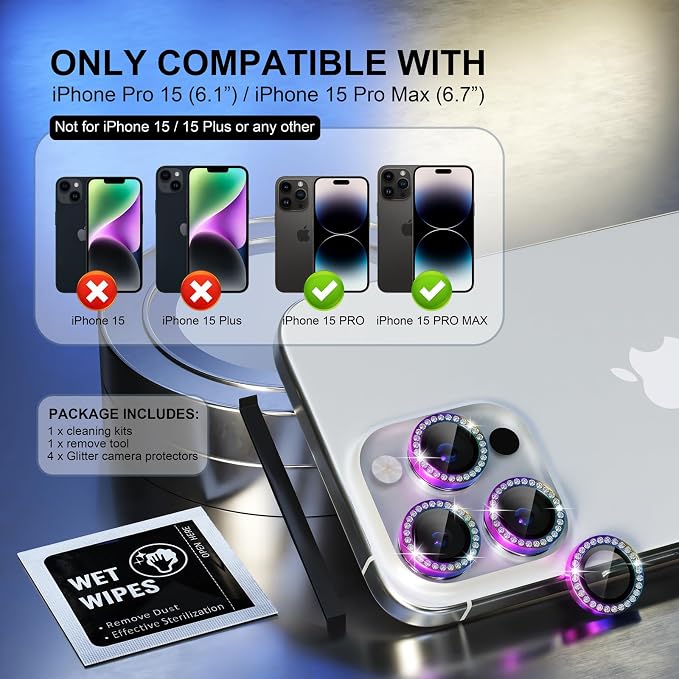Choiche Compatible for iPhone 15 Pro/iPhone 15 Pro Max Camera Lens Protector
