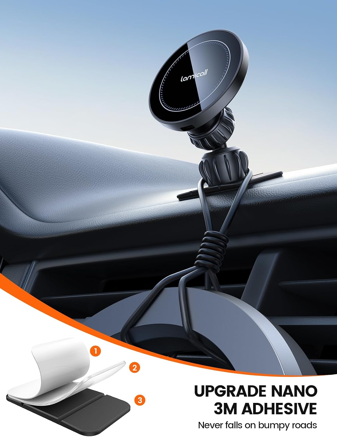 Lamicall 15W for MagSafe Car Mount Charger Vent Dashboard 360° for iPhone