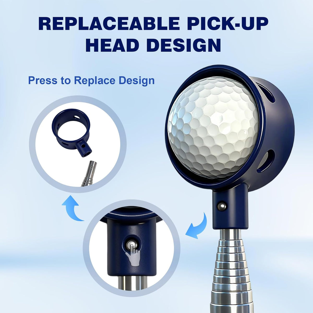 Skiennix Golf Ball Retriever - Telescopic Water Picker Tool with Stainless Steel Shaft & Non-Slip Grip | Perfect Gift for Golfers