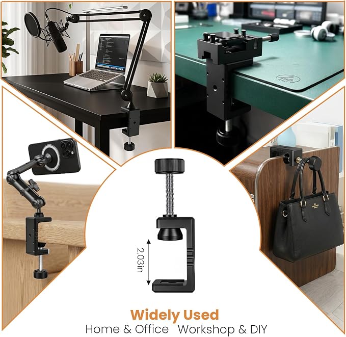 Heavy Duty C Clamp & Desk Clamp, Aluminum Alloy Table Mount