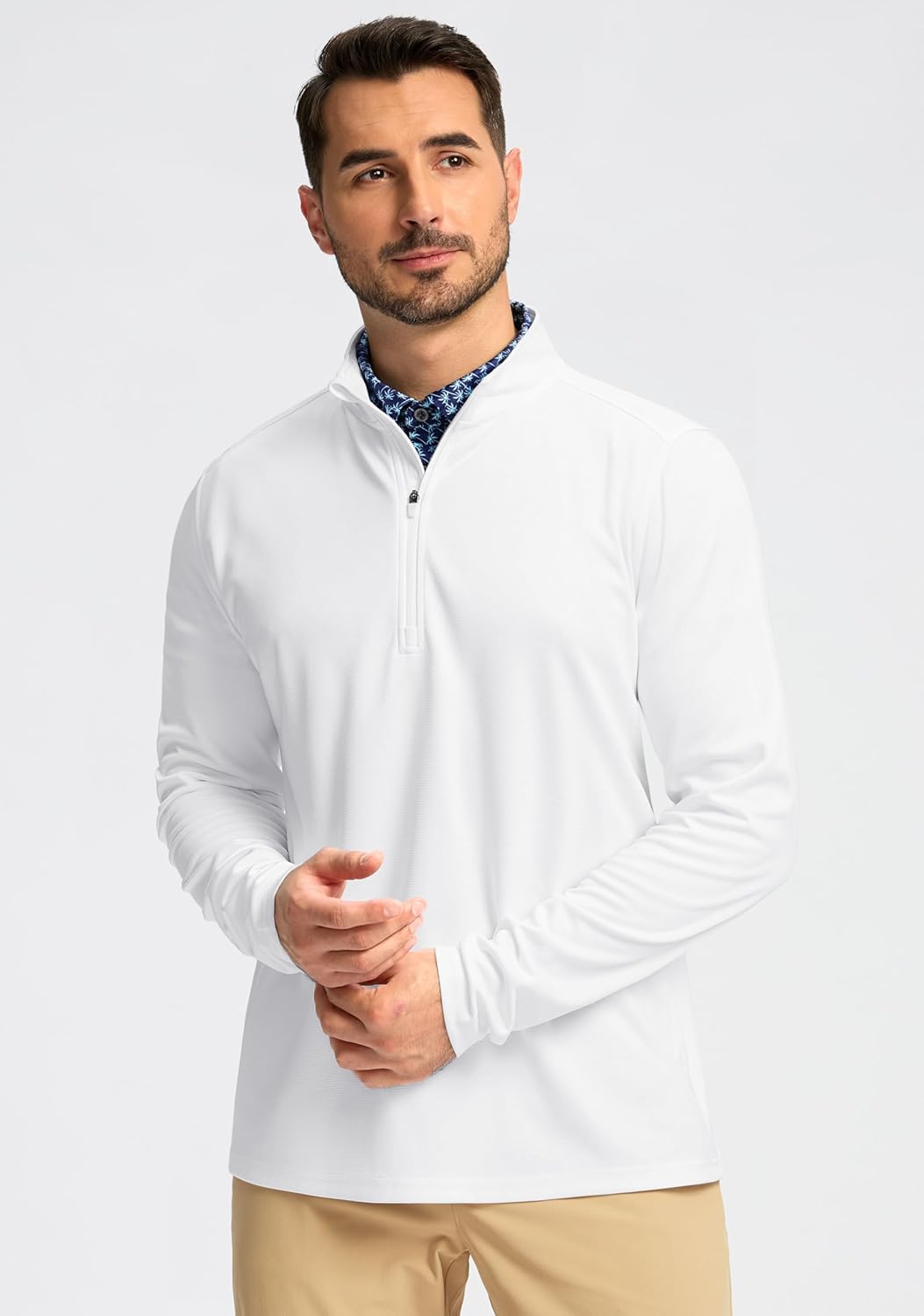 Obla Golf Quarter Zip Pullover - Lightweight Men's Mock Neck Sweatshirt with Sun Protection | Long Sleeve