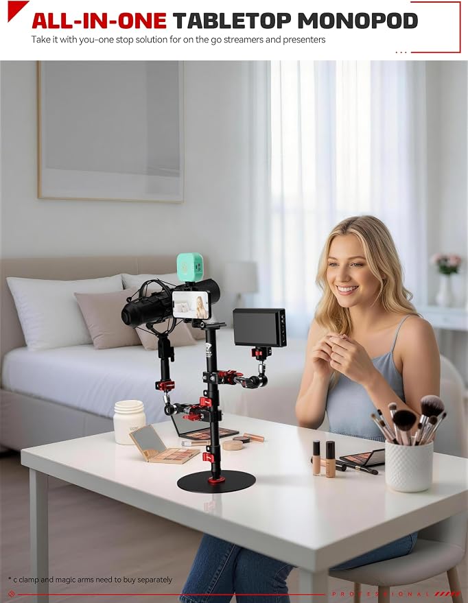 IFOOTAGE A200 Round Base Monopod, Aluminum Tabletop Small Tripod, Compatible