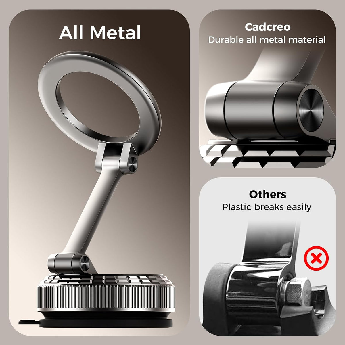 Metal Magnetic Car Phone Holder for Magsafe Phone, Dark Gray